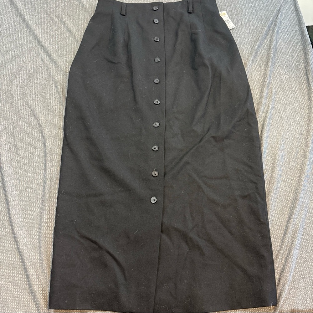Talbots 6 PETITE Black Button-Front Pencil Skirt